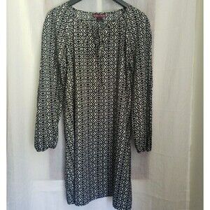 Rock & Roll Cowgirl Black White Geometric Long Sleeves Dress Southwestern Size L